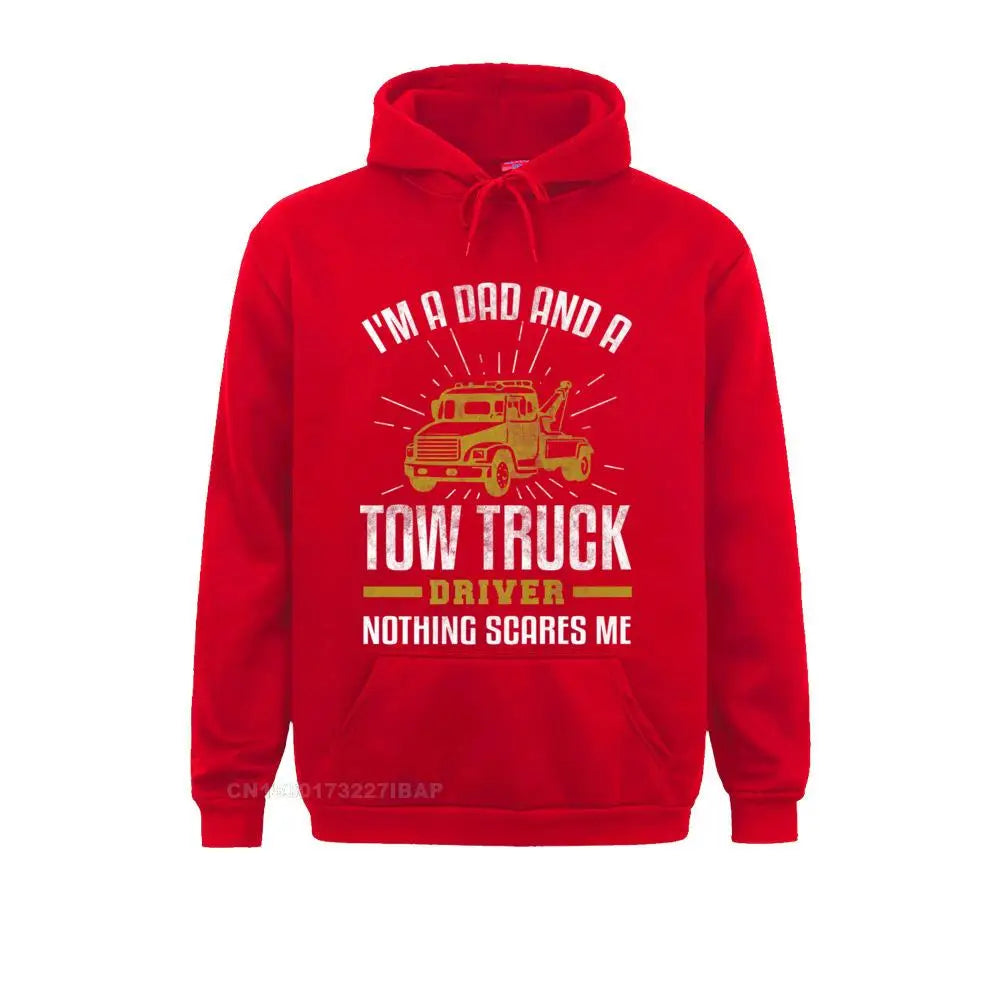 Mens Tow Truck Driver Dad Funny Tow Truck Father Premium Hooded Pullover Holiday3D Printed Hoodies Classic Hoods Mens