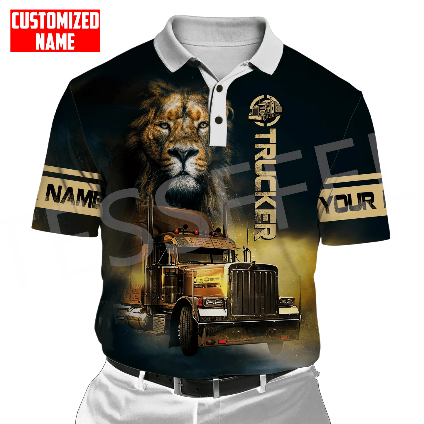 Custom Name Truck Operator Trucker Driver Worker 3DPrint Summer Tattoo Harajuku Polo Shirts Jersey Streetwear Short Sleeves AK3