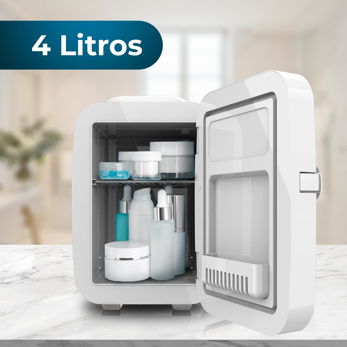 Cecotec Mini Nevera Bolero MiniCooling Río White 4L. Funcionamiento 12V-220V, Compatible coche y caravanas, Función enfriamiento y calentamiento, Rango temperatura 5-65º, Transporte fácil