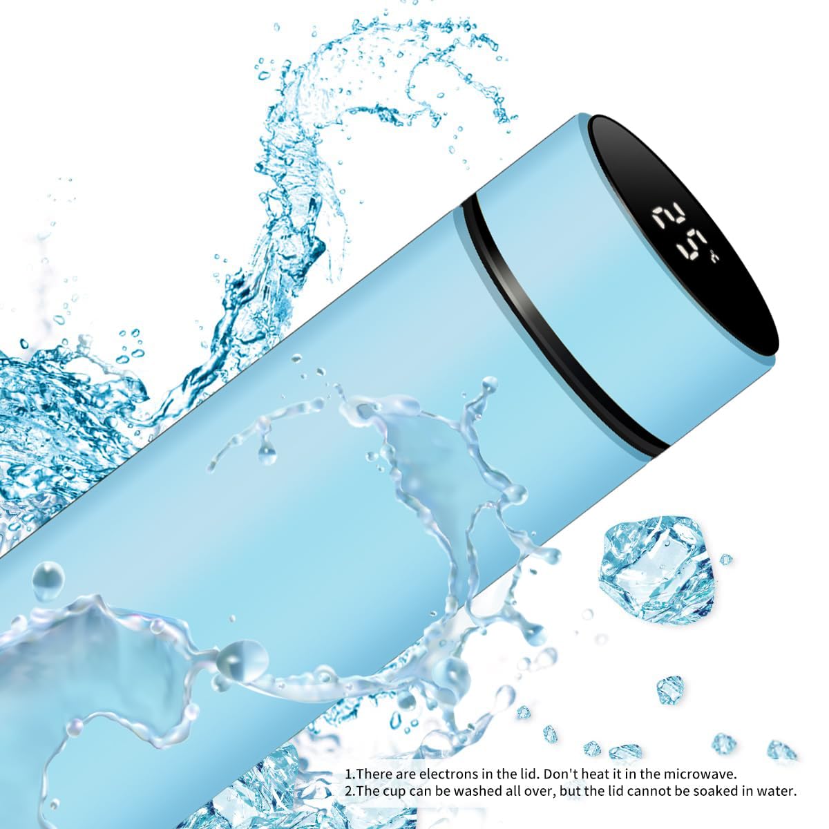 Botella de agua inteligente de acero inoxidable, termo, taza de viaje con pantalla tĂĄctil LCD inteligente, mantiene caliente o frĂo, portĂĄtil, para tĂ©, cafĂ©, vacĂo, aislamiento al vacĂo en paredes