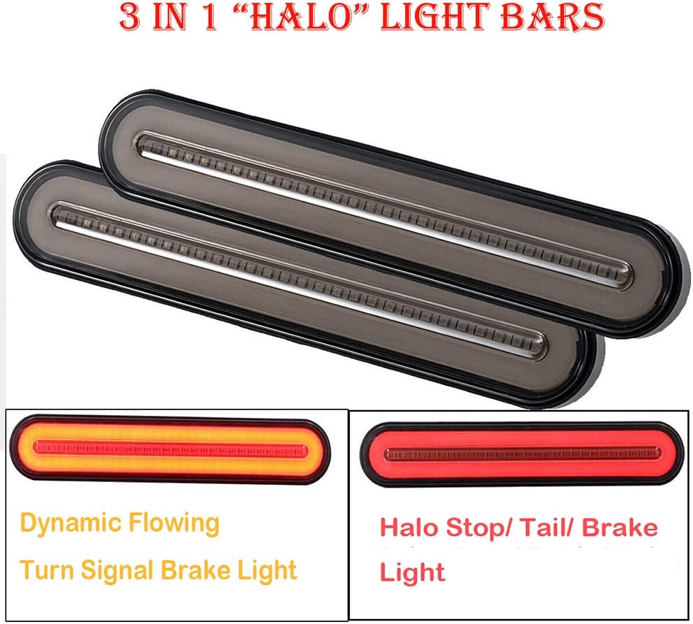 GSRECY Amarillo y rojo 100 LED Detener dinámico Fluir Señal de giro Freno Luz trasera Luz trasera Trailer Camión Camión (Paquete de 2)