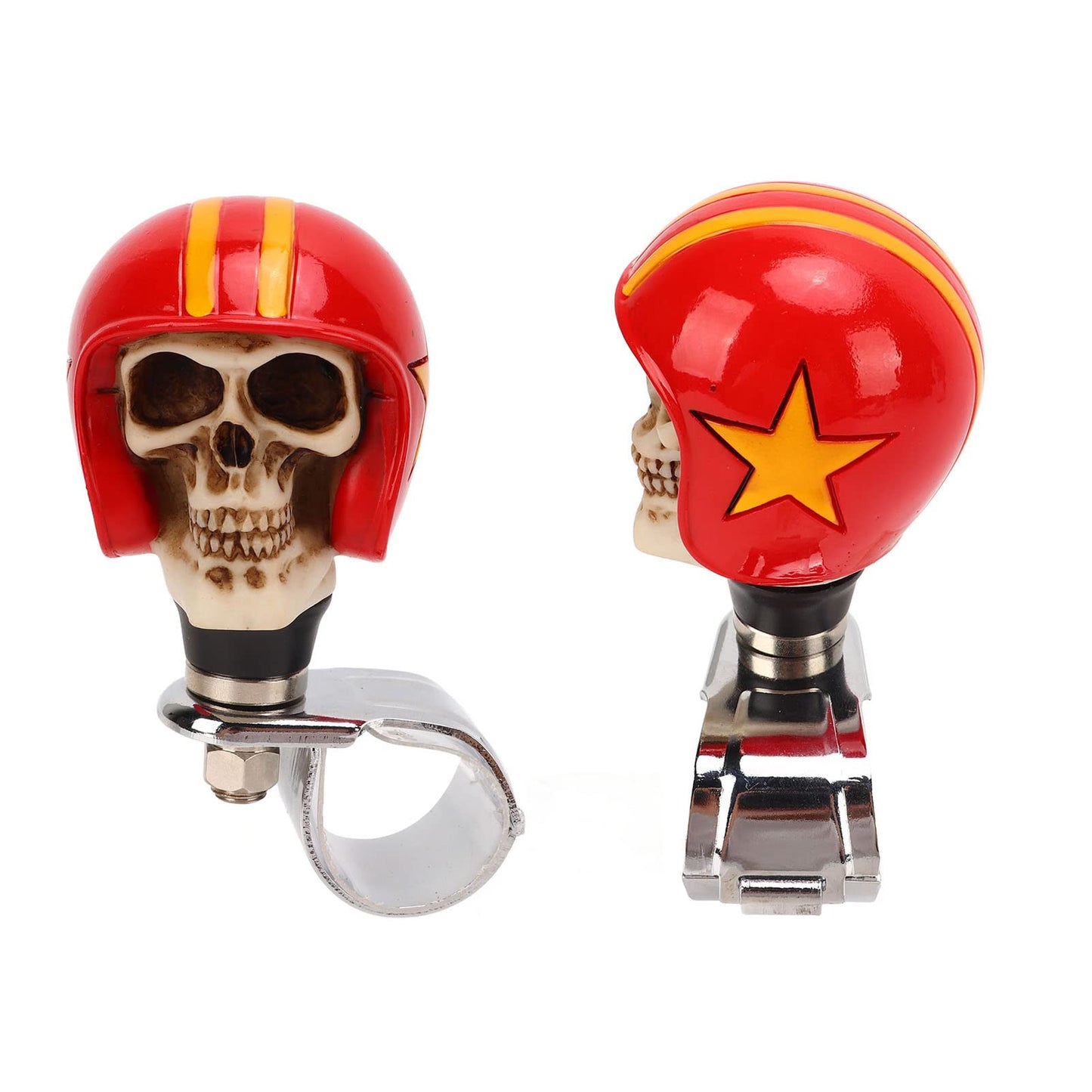 Rueda Giratoria para Volante de Calavera, Perilla Giratoria para Volante de 3 Cm, Rueda Giratoria con Forma de Calavera para Coches, Camiones, Tractores y Barcos (Rojo)
