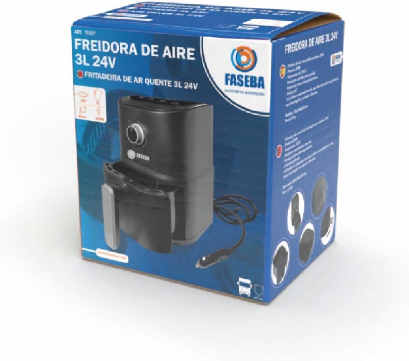 Freidora Air fryer de Aire Portátil para Camiones y Furgonetas 1L, Compatible con Enchufe de Mechero 24V, Silenciosa, Diseño Moderno y Elegante, cocina rápido.
