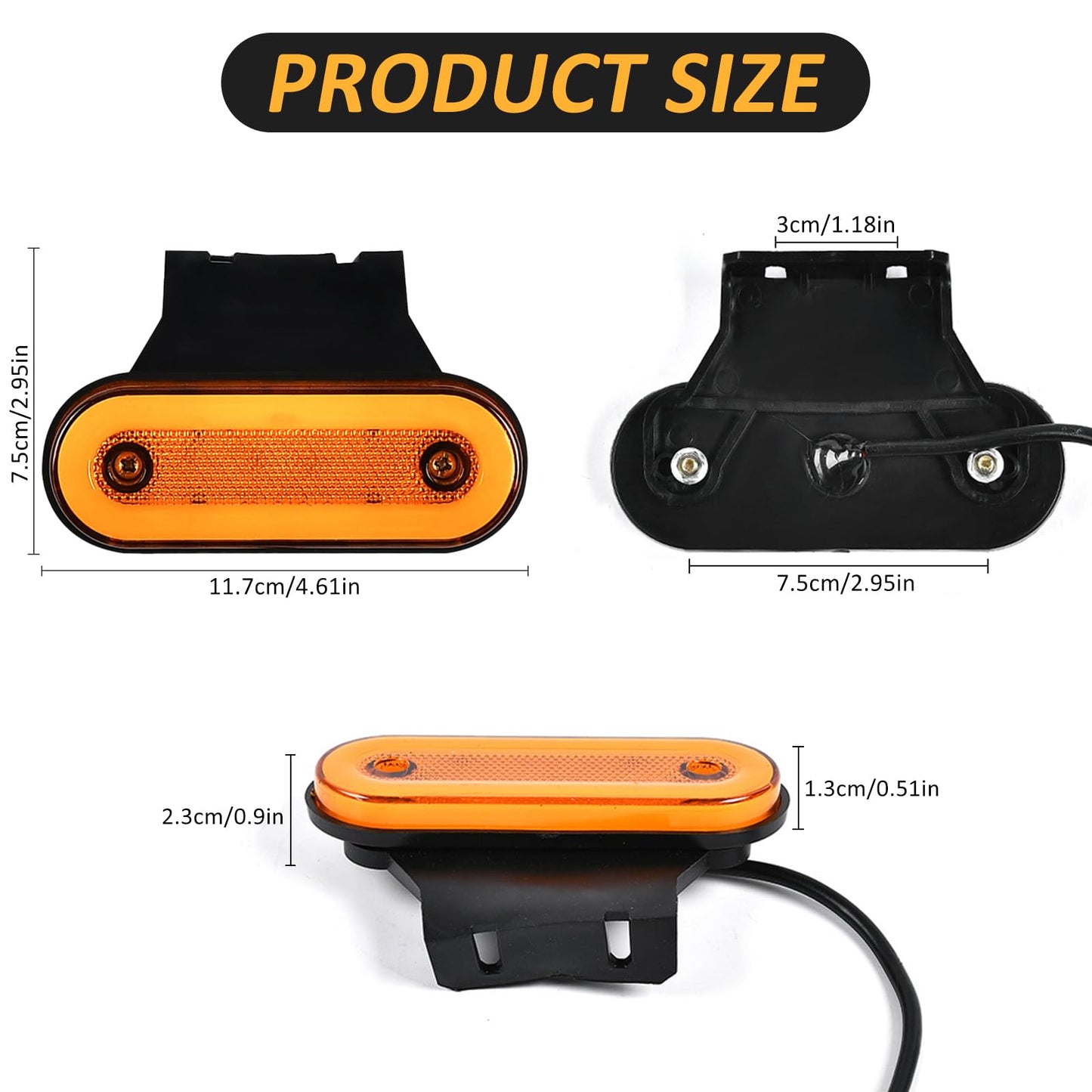 10 luces LED de posición laterales con soporte, luces de 12 a 24 V para camión, remolque, RV, camión, furgoneta, caravana, luces de posición delantera y trasera