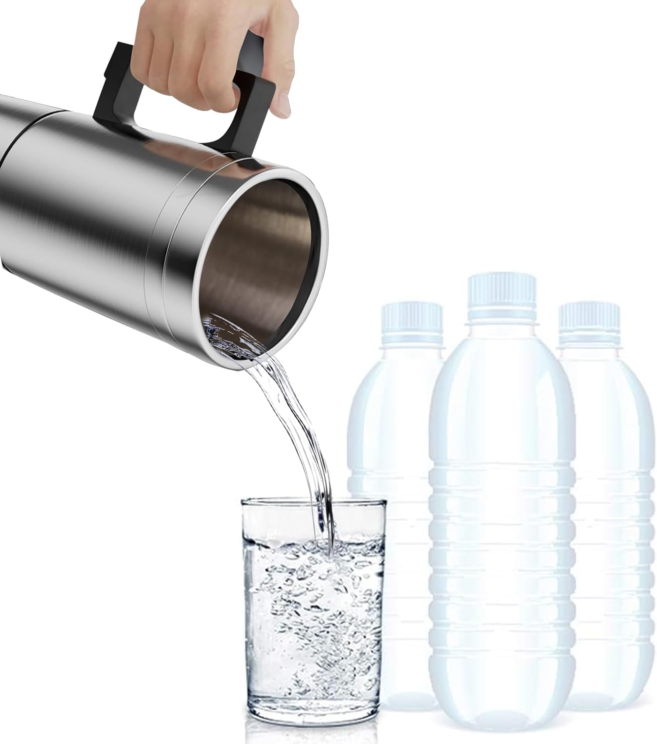 Ldafava Taza Calefactora Para Coche, Taza De Viaje Calefactable De Acero Inoxidable De 14 Onzas Con Tapa Antiderrames, Cable para encendedor de cigarrillos, cargador automático, termo aislado(24V)
