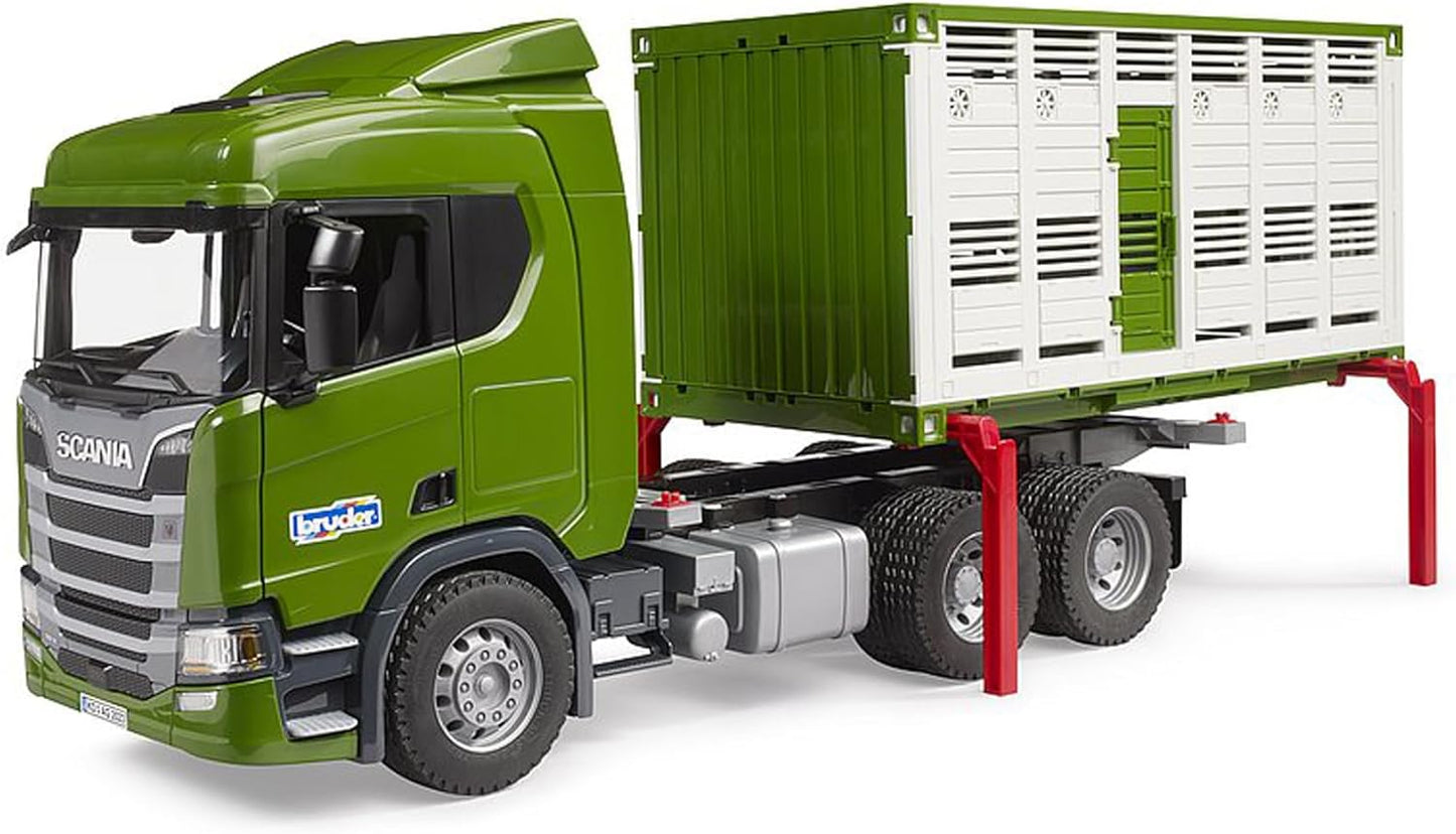 bruder 03548 - Camión Ganadero Scania Super 560R con 1 Ganado - 1:16 Vehículos, Camión, Remolque ganadero, Juguetes a partir de 4 años