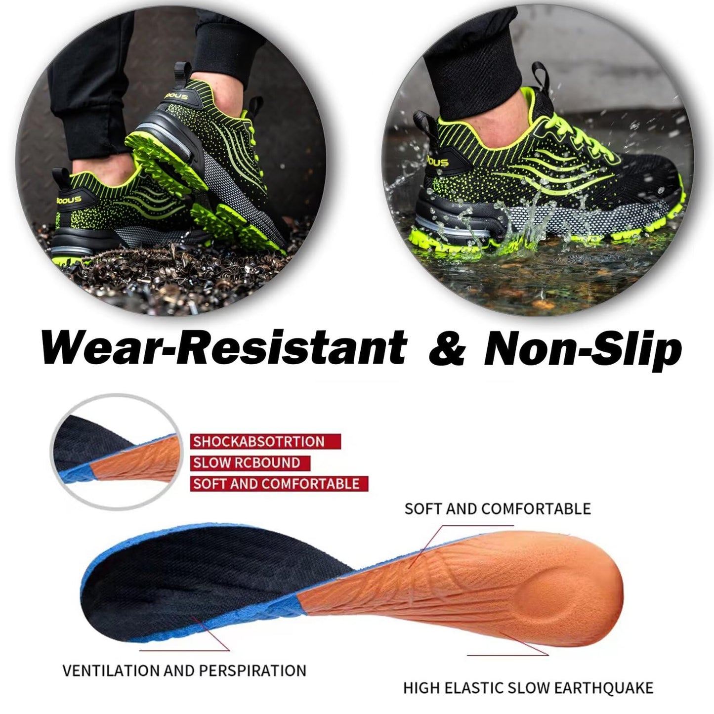 ISOOUS Zapatos de Seguridad Hombre Mujer Calzado de Trabajo Comodo Ligeros con Punta de Acero Transpirable Anti-pinchazos