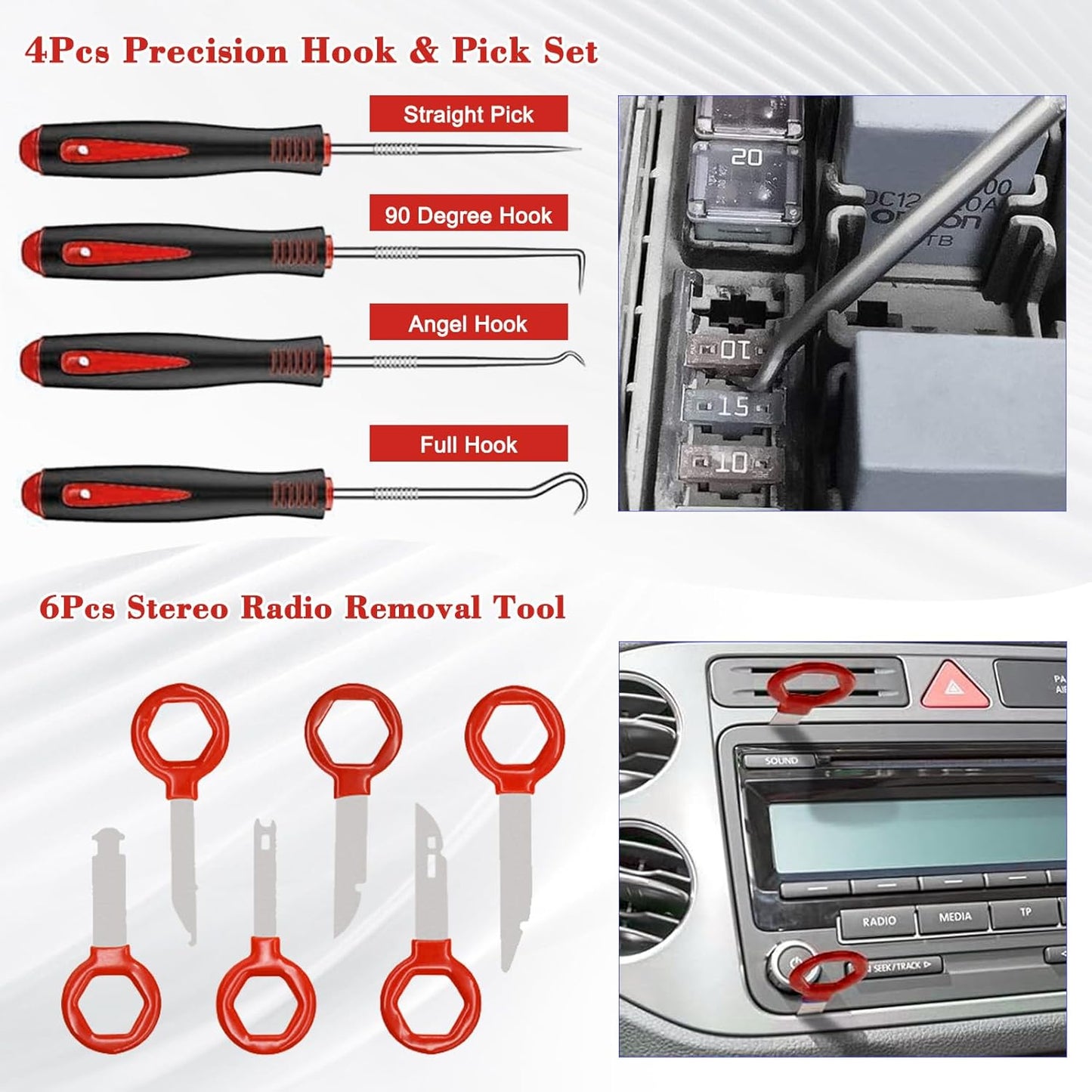 TEGOVE 352 Piezas Herramientas Kit Desmontar Coche,Herramientas Desmontaje Coche,Herramientas de Palanca para Automóviles para Herramientas Desmontar Interiores Coche Radio Audio