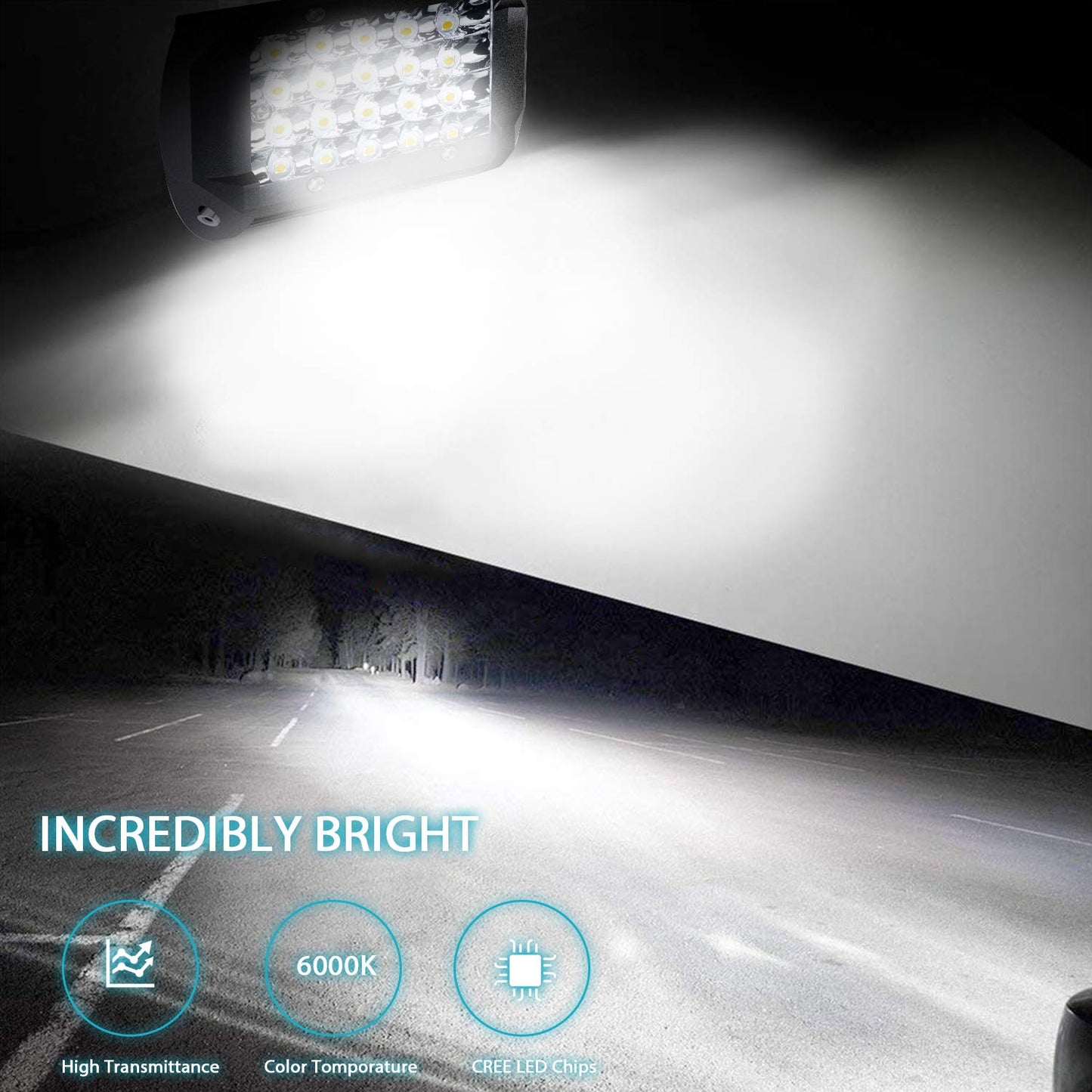 Kraumi Faro Trabajo LED de Coche 12V 7’’ 300W Faros Led 27,000LM 6000K IP67 Impermeable Off-road Foco para Moto ATV SUV Tractor Camión Barco