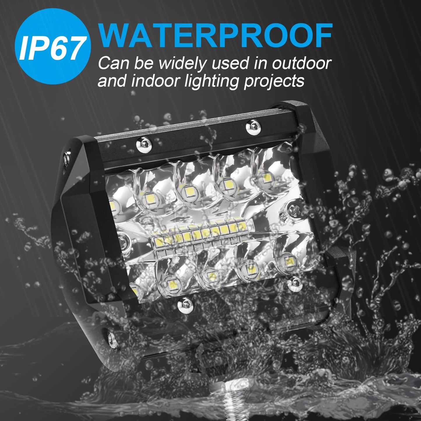 Kraumi Faro Trabajo LED de Coche 12V 7’’ 300W Faros Led 27,000LM 6000K IP67 Impermeable Off-road Foco para Moto ATV SUV Tractor Camión Barco