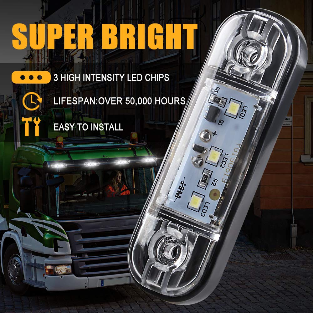 yifengshun 4 uds luz indicadora de marcador lateral LED luces de posición laterales traseras delanteras 12 V para camión Camper Van Camión RV luces de marcador(Ámbar)