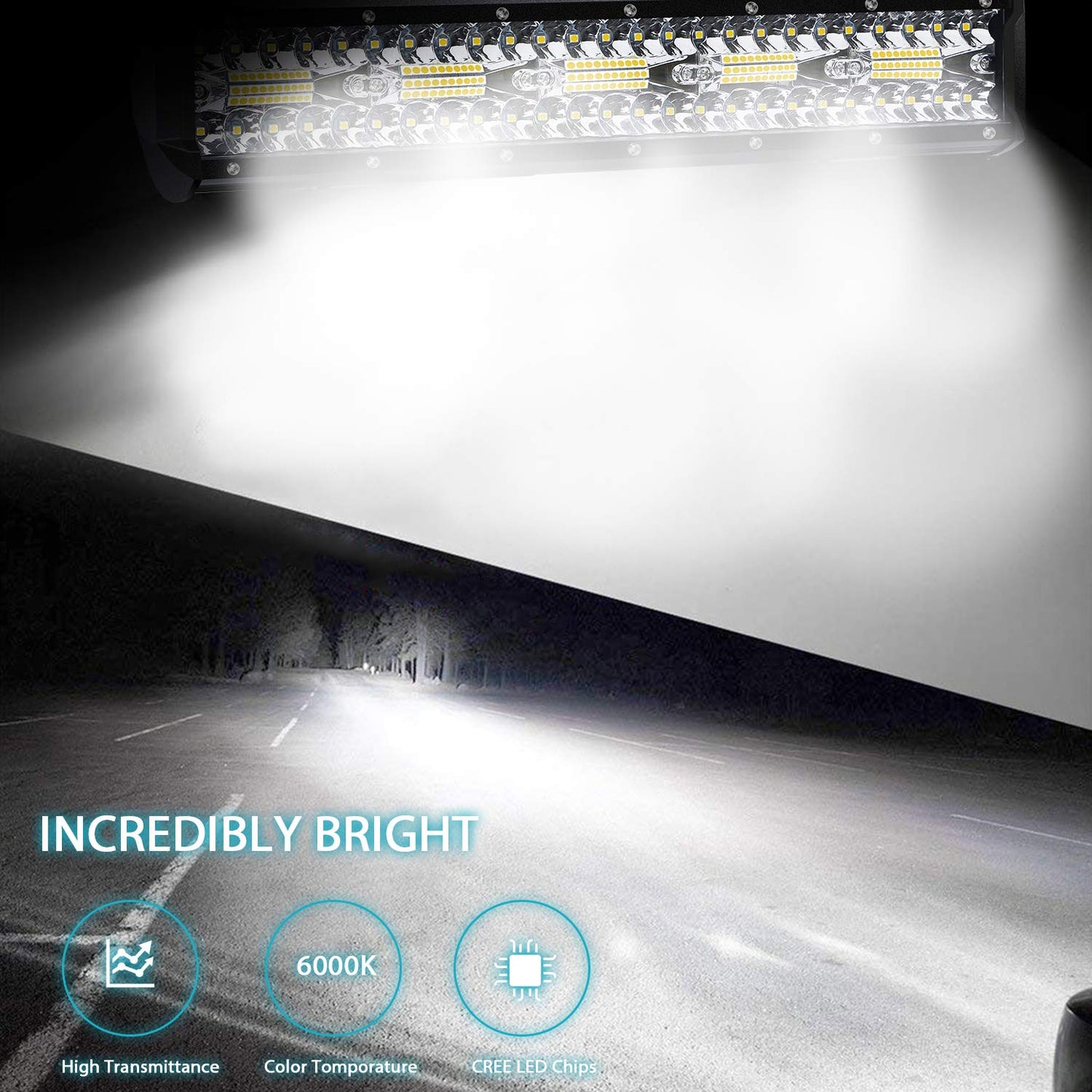 Kraumi Faro Trabajo LED de Coche 12V 7’’ 300W Faros Led 27,000LM 6000K IP67 Impermeable Off-road Foco para Moto ATV SUV Tractor Camión Barco