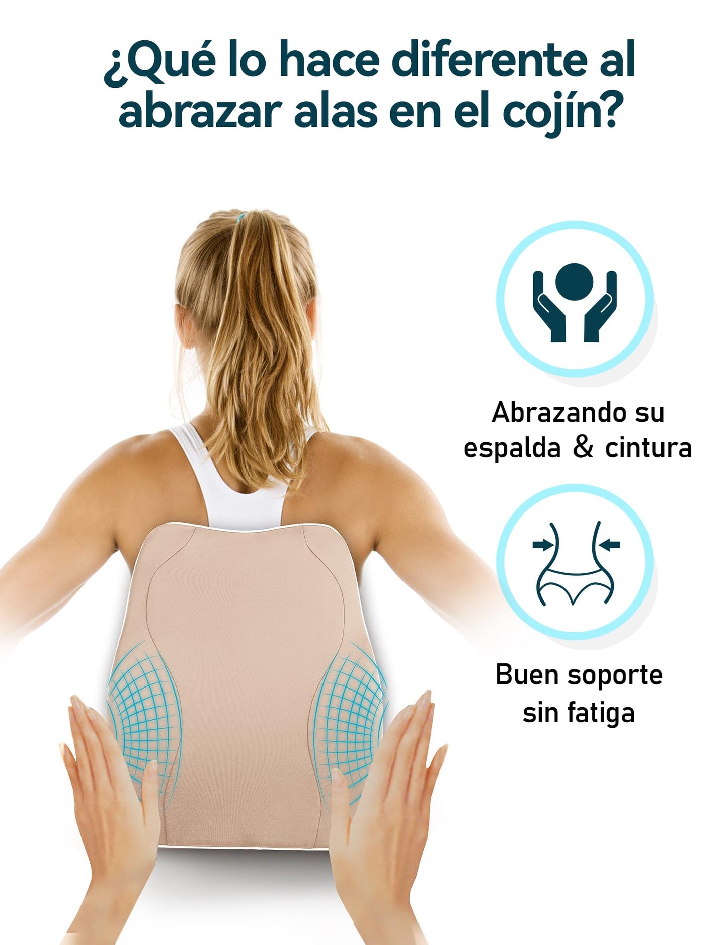 Travel Ease Cojín de Soporte Lumbar Ergonómico, Respaldo de Espuma Viscoelástica para Asiento de Automóvil, Silla de Oficina, Respaldo con Cubierta Antiestática y Correas Ajustables Dobles, Negro