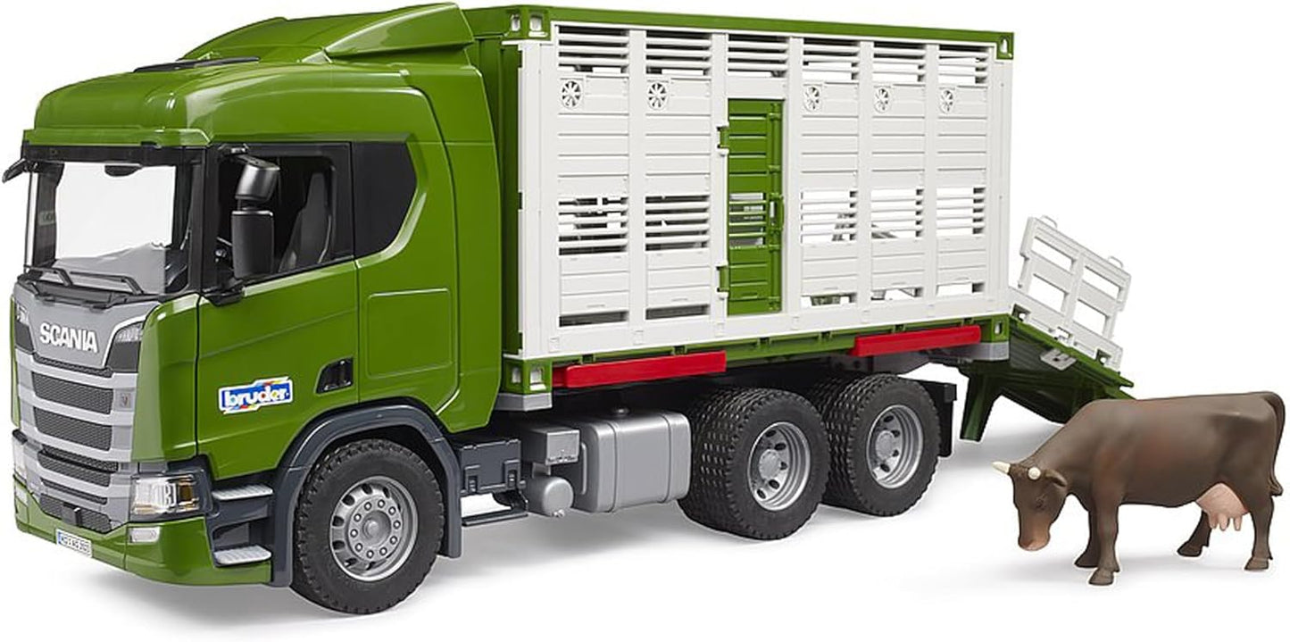 bruder 03548 - Camión Ganadero Scania Super 560R con 1 Ganado - 1:16 Vehículos, Camión, Remolque ganadero, Juguetes a partir de 4 años