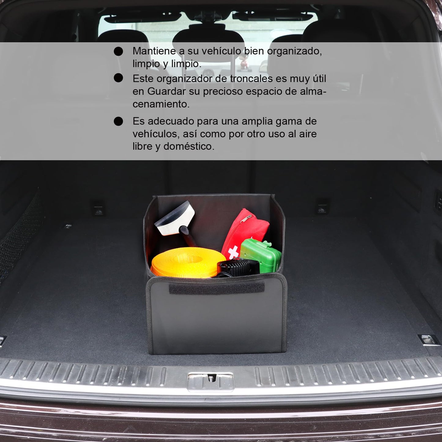 Enerfero Organizador de Maletero Plegable de PU – Caja de Almacenamiento Multiuso para Coche, SUV y Camión – Gran Capacidad (PU)