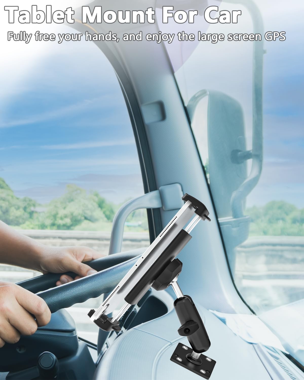 LYFPOOM Car Tablet Holder Metal Surface for iPad, Smartphone, Switch, Sumsung Tab and 4.7-11 inch Devices