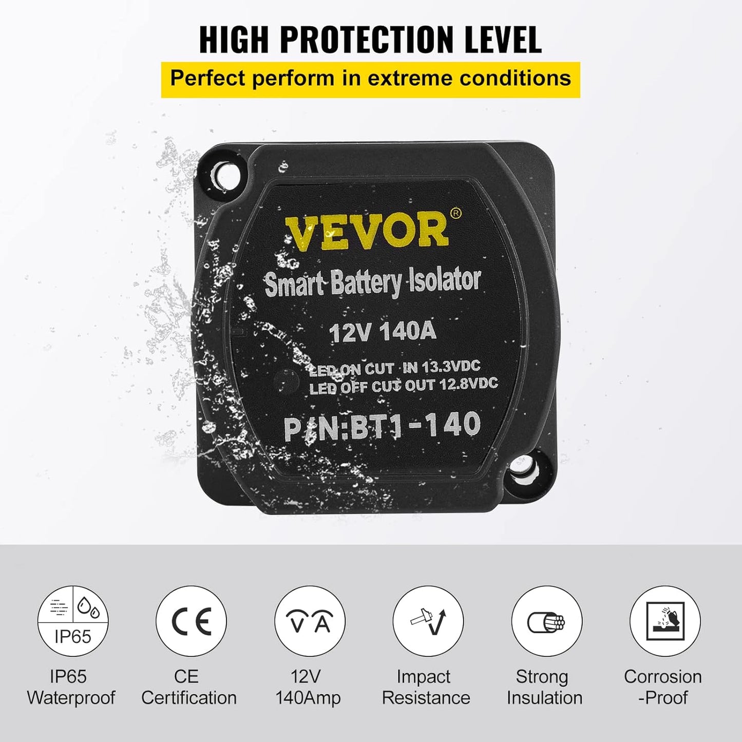 VEVOR Kit de Relé de Carga Dividida 12 V Relé Sensible al Voltaje 5 m UTV Camión