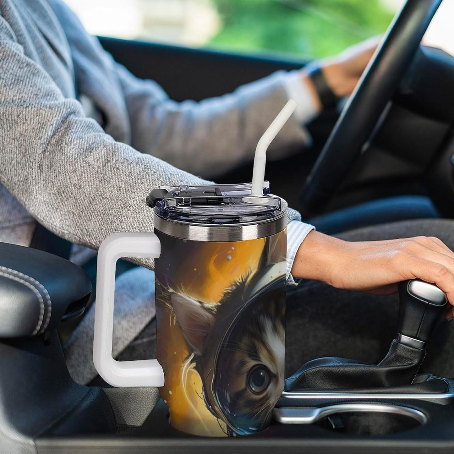 Gattino Termo De Café Para Llevar - Diseño Aislante Con Tapadera A Prueba De Fugas - Ideal Para Mantener Bebidas Calientes 40oz