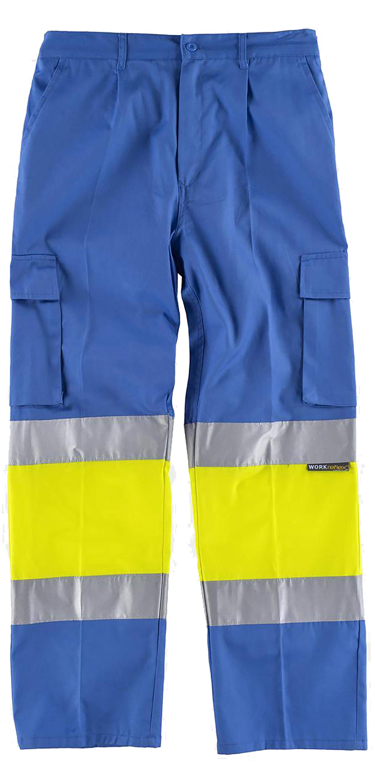 Teamwork WorkTeam Pantalón con 2 Cintas de Alta Visibilidad y Reflectante, Refuerzos y Multibolsillos. EN471. Unisex