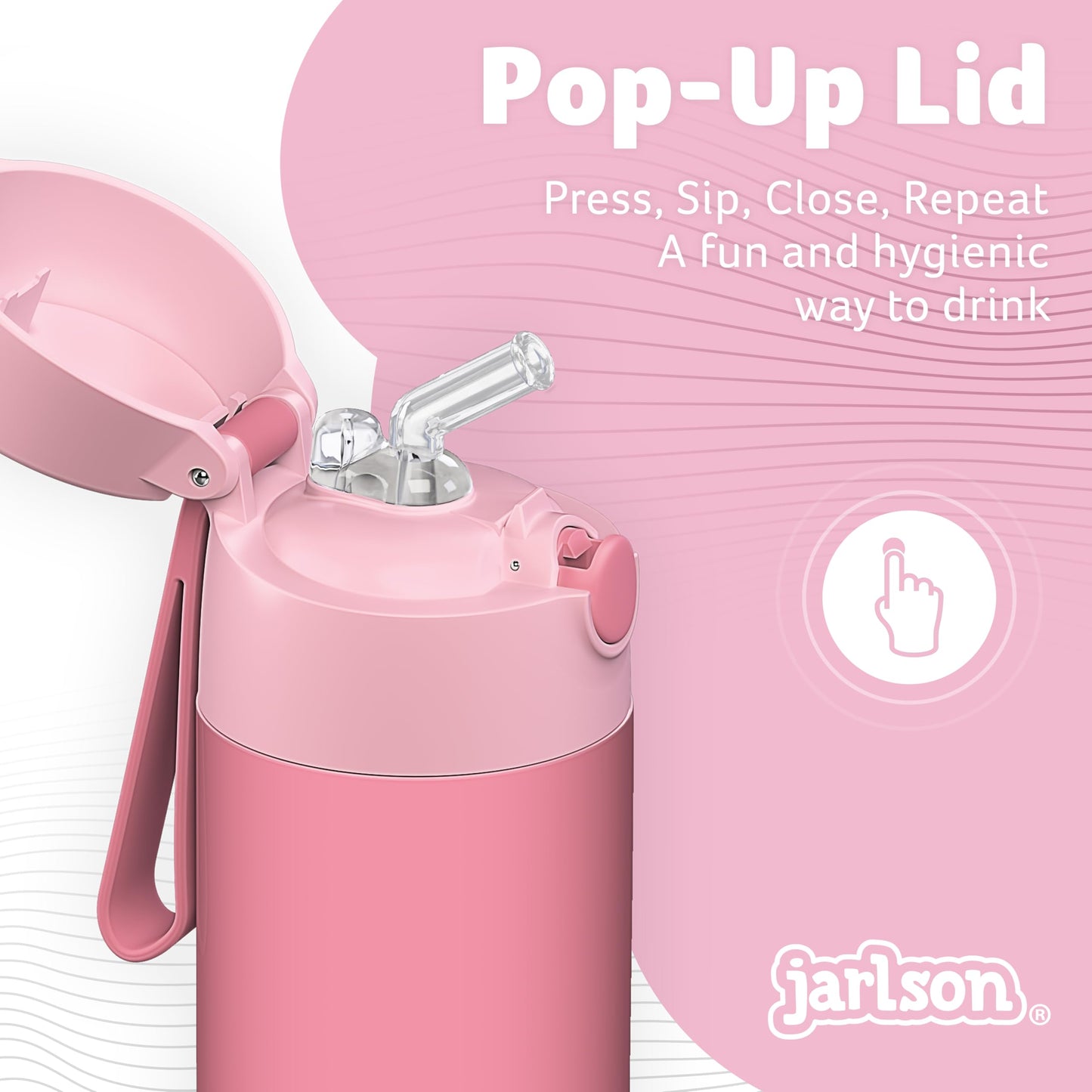 Jarlson®, Botella térmica de acero inoxidable, para niños, libre de BPA, botella para bebidas con pajilla, termo de 500 ml (Camión de bomberos rojo, 500 ml)