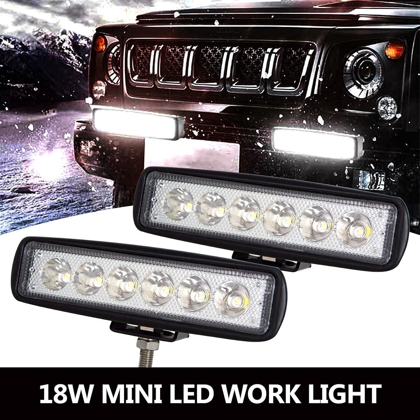 PICAA Mini Foco de trabajo 2PCS 6 pulgadas 18W LED Spot Tractores 12V-24V 6000K P68 - Impermeable Luz de Niebla Coche,SUV, UTV, ATV, Off-road,Camión,Moto,Barco