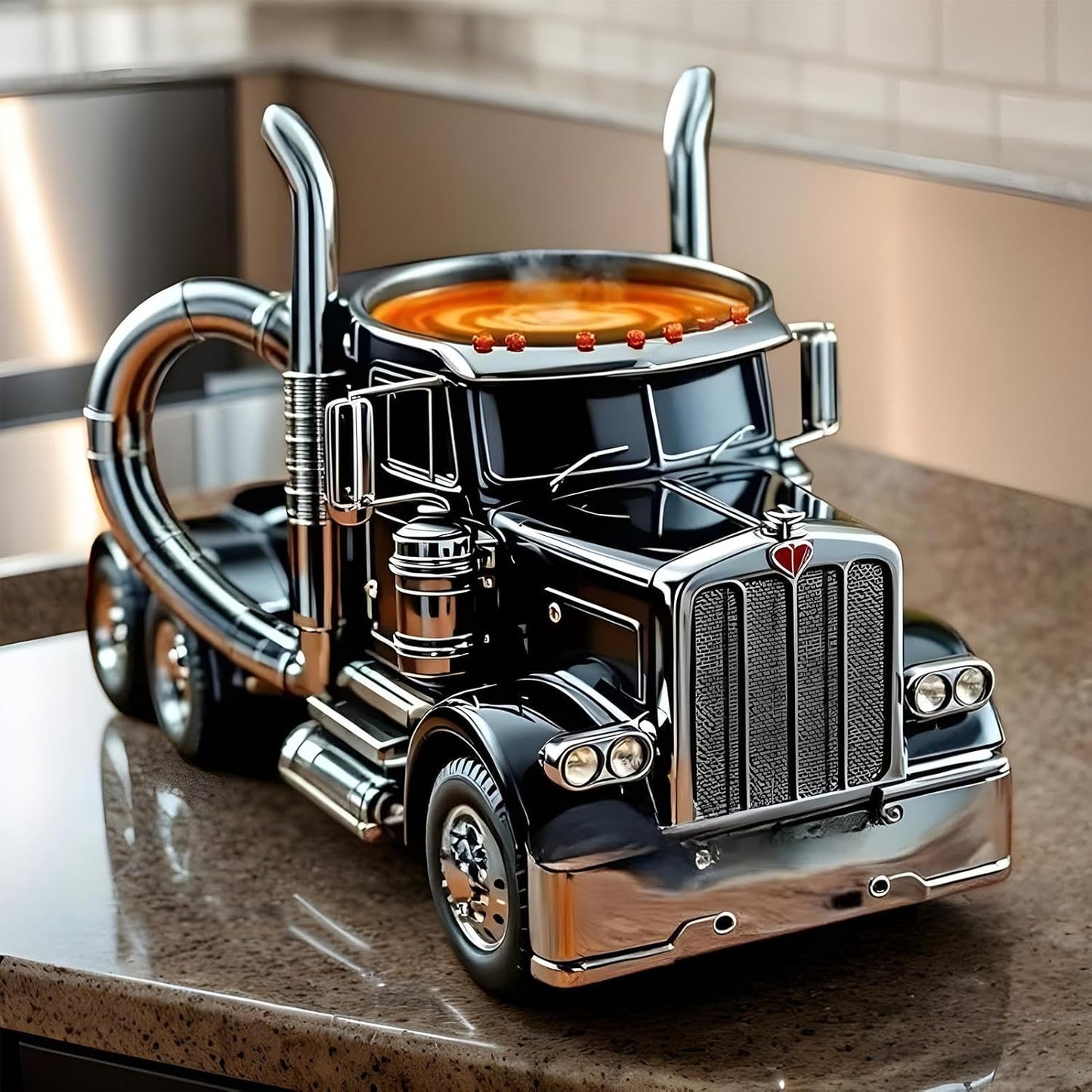 Taza de café hecha a mano con diseño de camión creativo, tazas de té de camionero, regalo de cumpleaños y vacaciones para hombres amantes del café, papá, marido, novio