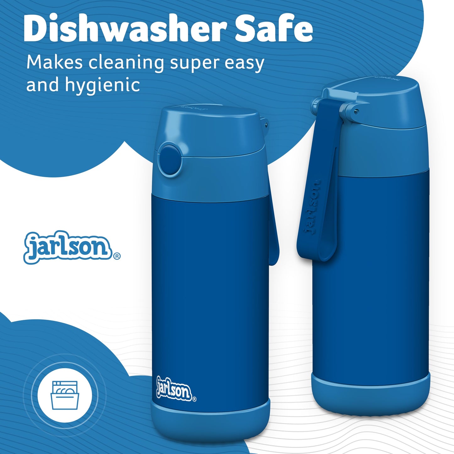 Jarlson®, Botella térmica de acero inoxidable, para niños, libre de BPA, botella para bebidas con pajilla, termo de 500 ml (Camión de bomberos rojo, 500 ml)