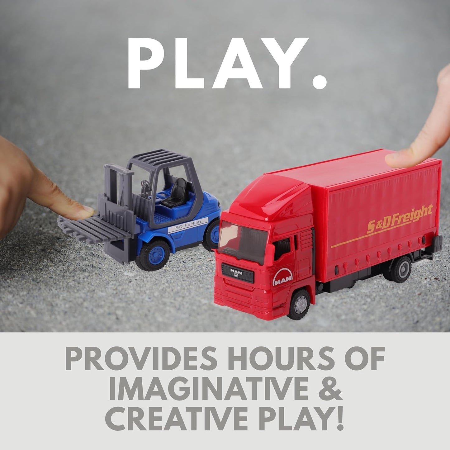 Toyland® - Juego de vehículos Load and Go - Camión de Carga Scania con Carretilla elevadora y Paleta - Juguetes para vehículos de Transporte - Juguetes para niños (Rojo)