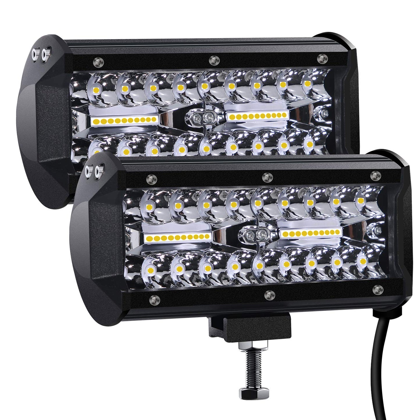 Kraumi Faro Trabajo LED de Coche 12V 7’’ 300W Faros Led 27,000LM 6000K IP67 Impermeable Off-road Foco para Moto ATV SUV Tractor Camión Barco