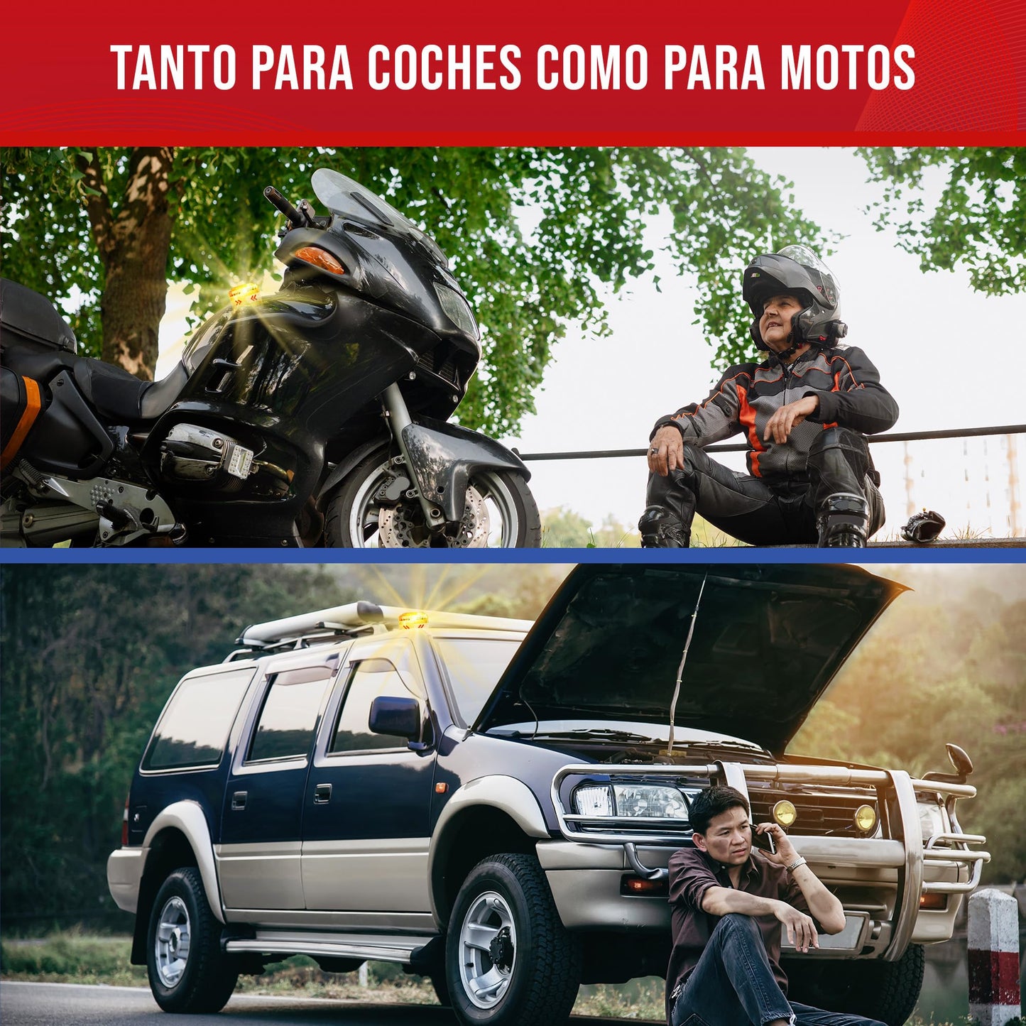 WORLD PRODUCTS STORE Luz Emergencia Homologado DGT – Baliza V16 DGT – Luz Emergencia Coche – Sustitutivo Triángulo de Emergencia- Resistente Agua - Luz Avería Accidente – Visibilidad 1 KM