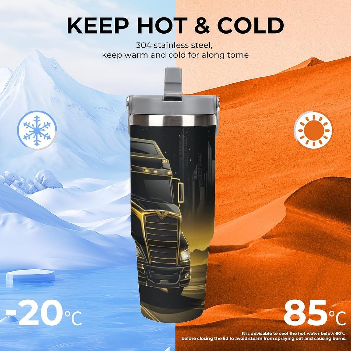 Camion grande Termo Para Café Con Tapadera Aislante - Ideal Para Llevar Y Mantener La TempeRattoura - Taza Termica Durable 30oz