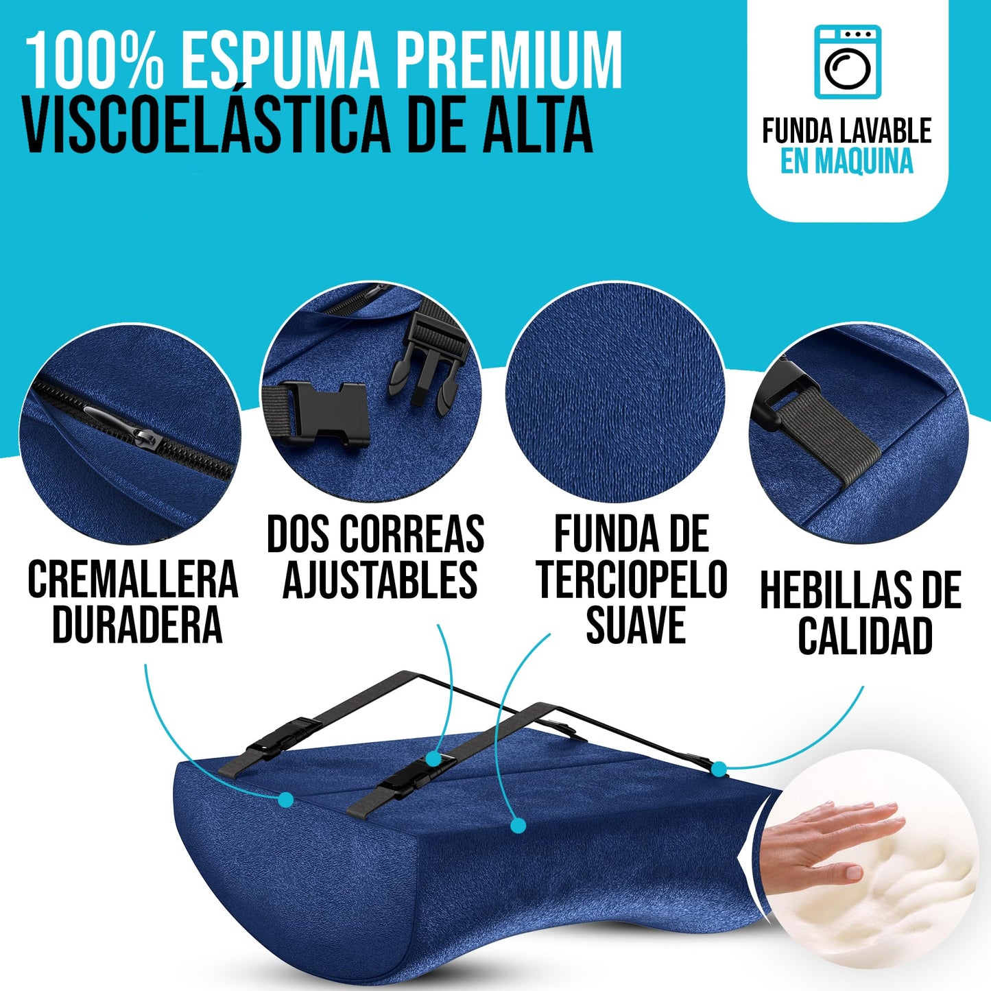 FORTEM Cojín Lumbar Ergonómico para Silla de Oficina, Coche y Gaming, con Espuma Viscoelástica de Alta Densidad y Funda Lavable, Respaldo Ortopédico para Mayor Comodidad
