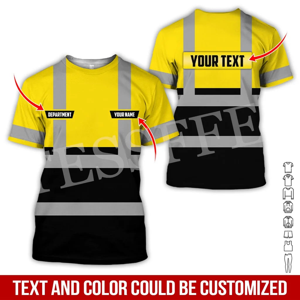 Custom Name Cosplay Worker Heavy Equipment Tow Truck Multicolor Retro Harajuku 3DPrint Streetwear Summer T-Shirts Short Sleeve B