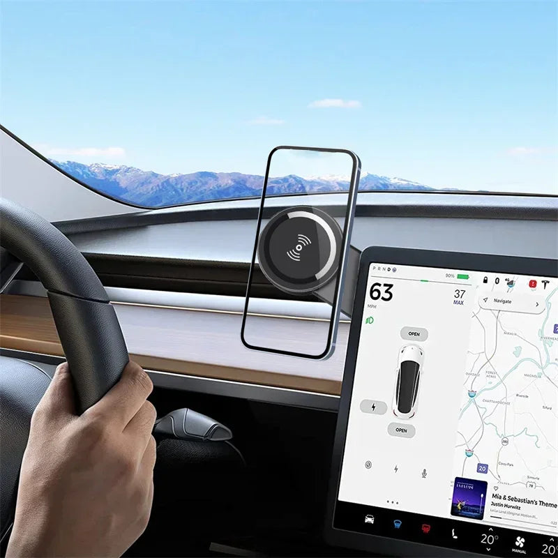 Magnetic Car Wireless Charger Fast Charging Car Phone Holder Center Control Screen Dashboard for iPhone 15 14 13 Samsung Xiaomi