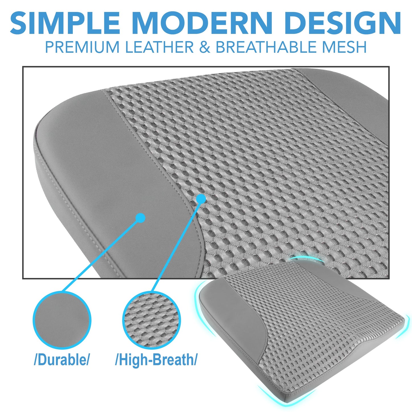 Cojín de asiento de coche: cómodo cojín de espuma viscoelástica para conducir, para aliviar el dolor de ciática, tahone, cojín de asiento para coche, camión, oficina, silla de ruedas, cuero y malla 4D