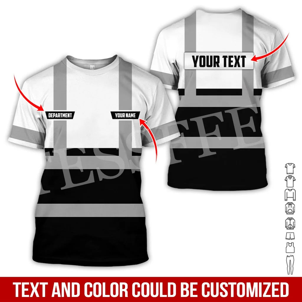 Custom Name Cosplay Worker Heavy Equipment Tow Truck Multicolor Retro Harajuku 3DPrint Streetwear Summer T-Shirts Short Sleeve B