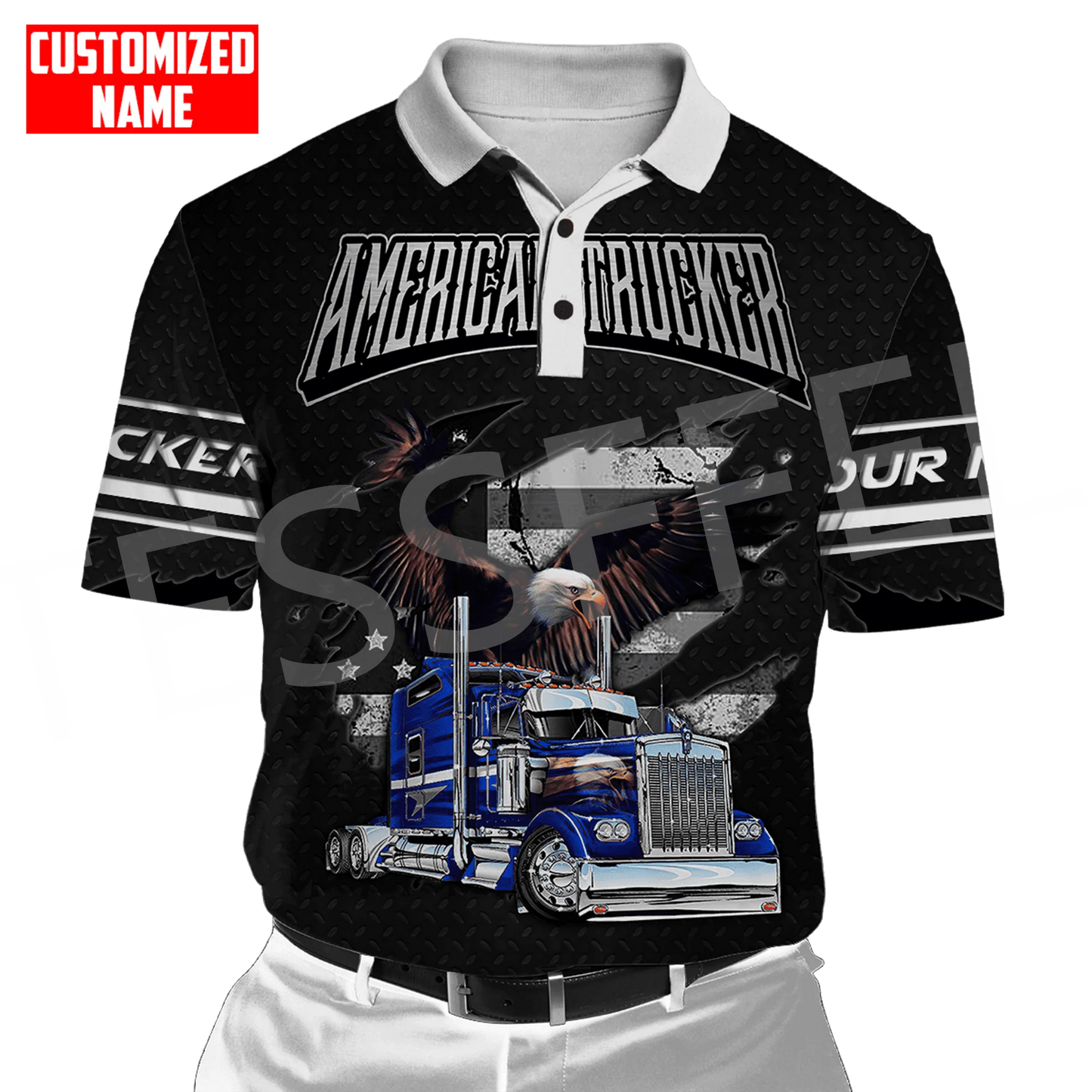 Custom Name Truck Operator Trucker Driver Worker 3DPrint Summer Tattoo Harajuku Polo Shirts Jersey Streetwear Short Sleeves AK3