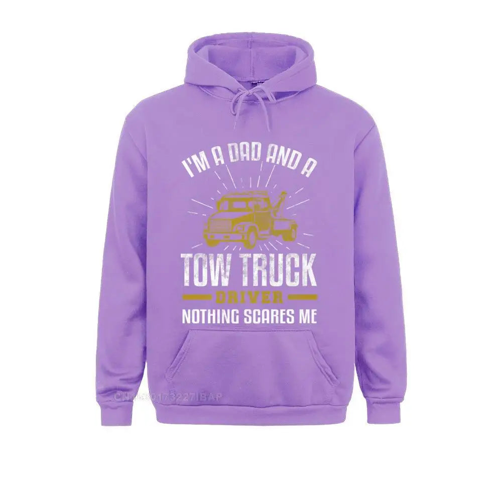 Mens Tow Truck Driver Dad Funny Tow Truck Father Premium Hooded Pullover Holiday3D Printed Hoodies Classic Hoods Mens