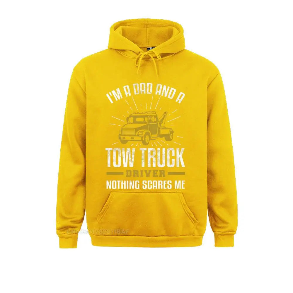 Mens Tow Truck Driver Dad Funny Tow Truck Father Premium Hooded Pullover Holiday3D Printed Hoodies Classic Hoods Mens
