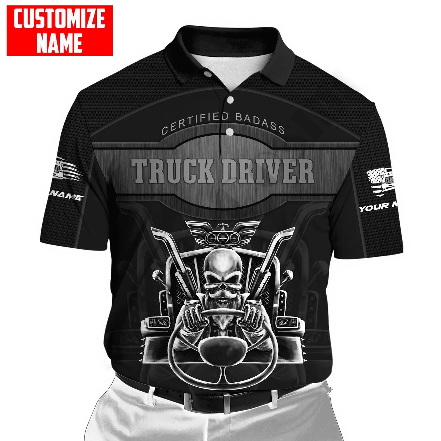 PLstarCosmos 3DPrint Truck Job Worker Polo Shirt Custom Name Team Funny Summer Harajuku Sleeveless Tees Fitness Unisex Style-1