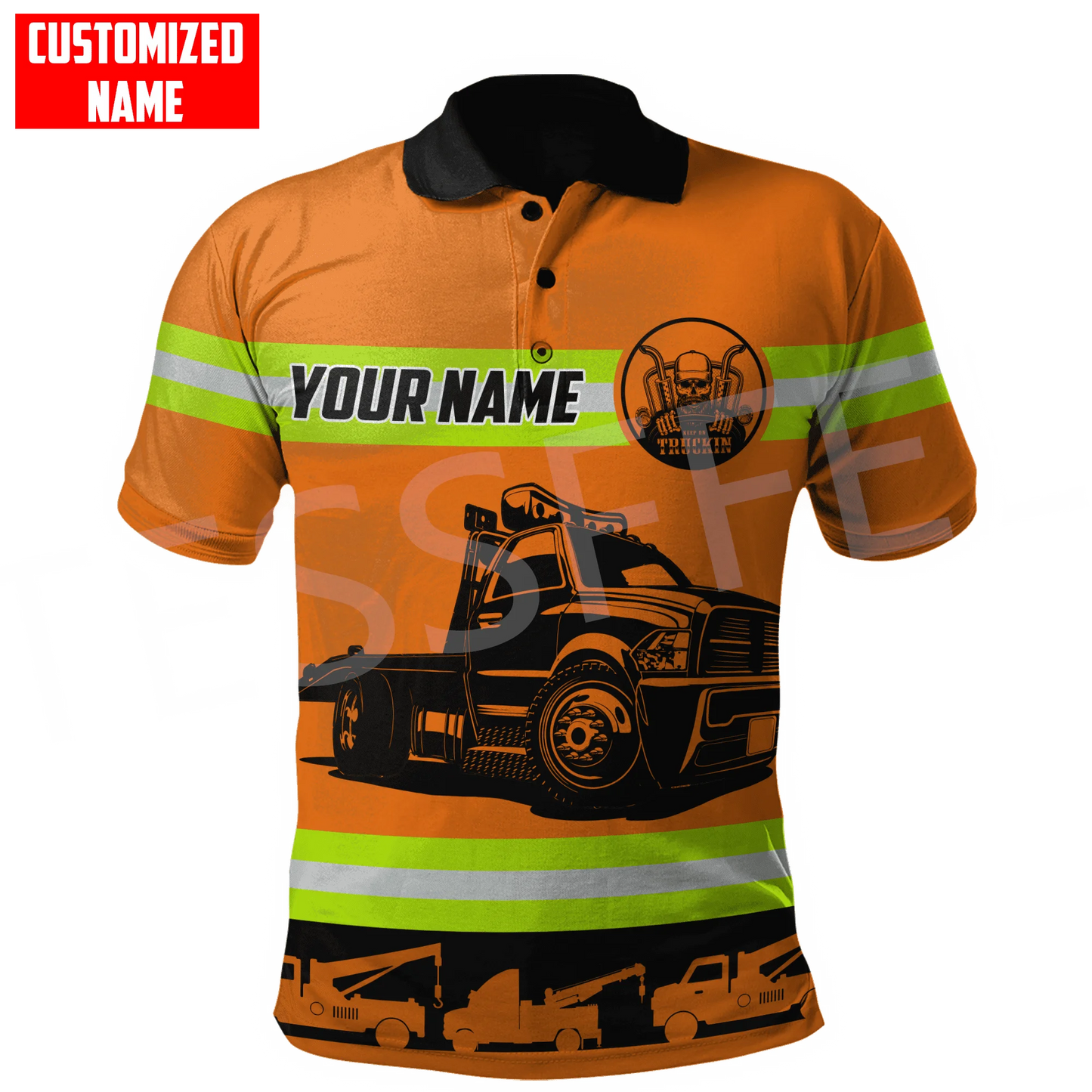 Custom Name Truck Operator Trucker Driver Worker 3DPrint Summer Tattoo Harajuku Polo Shirts Jersey Streetwear Short Sleeves AK3