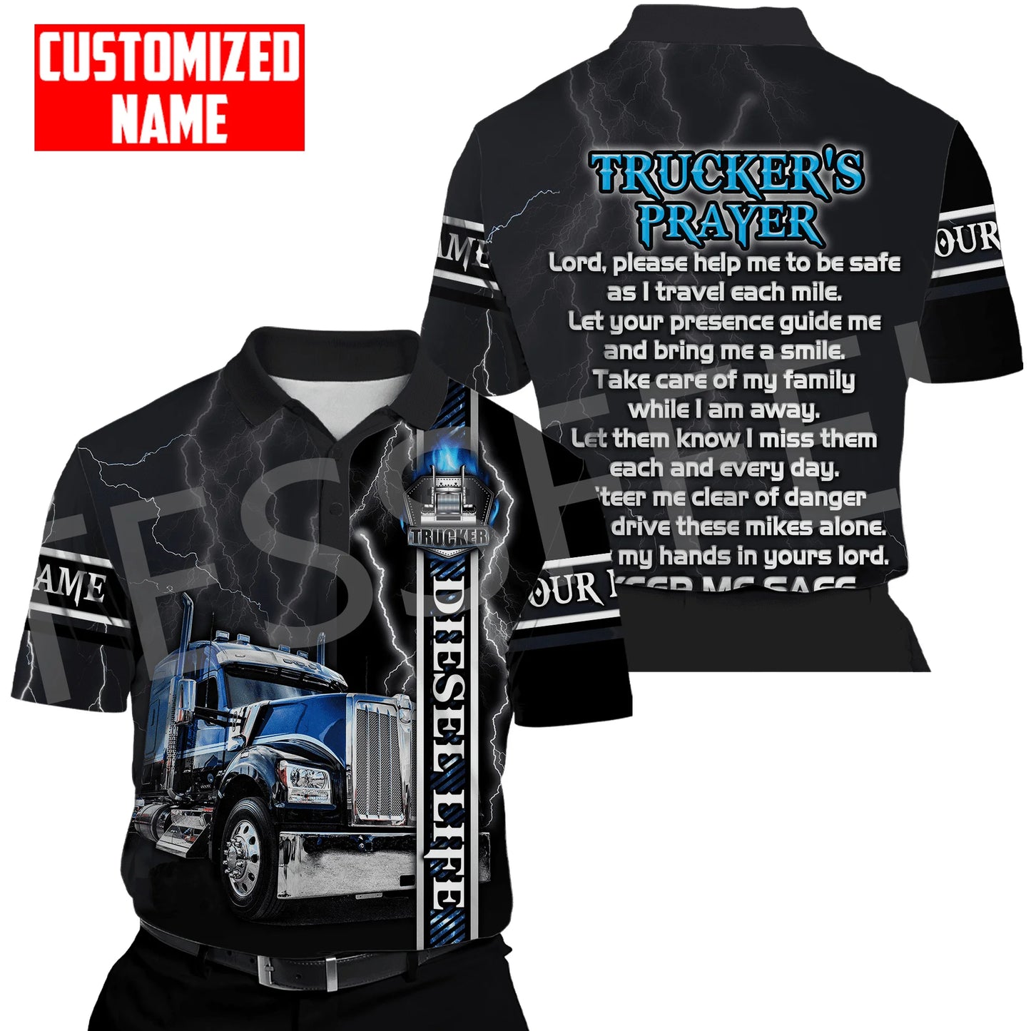 Custom Name Truck Operator Trucker Driver Worker 3DPrint Summer Tattoo Harajuku Polo Shirts Jersey Streetwear Short Sleeves AK3