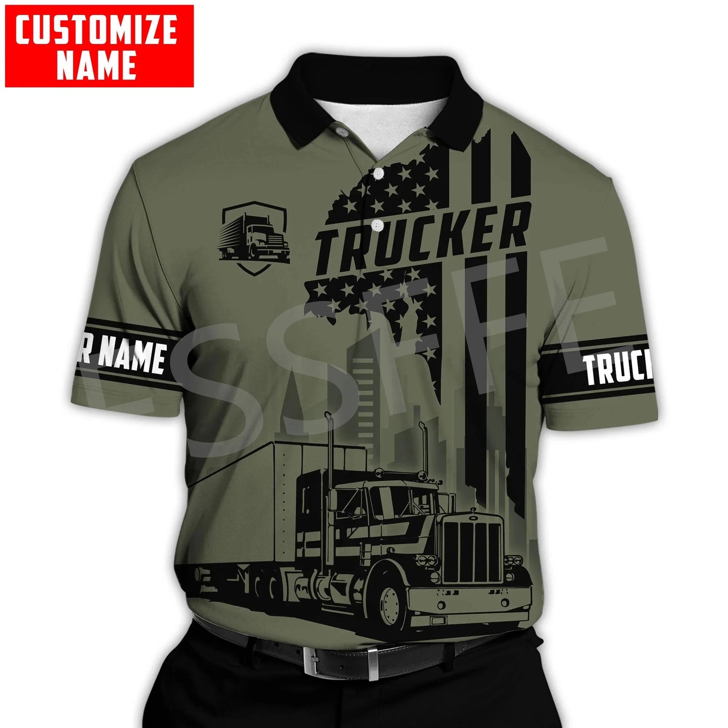 Custom Name Truck Operator Trucker Driver Worker 3DPrint Summer Tattoo Harajuku Polo Shirts Jersey Streetwear Short Sleeves AK3