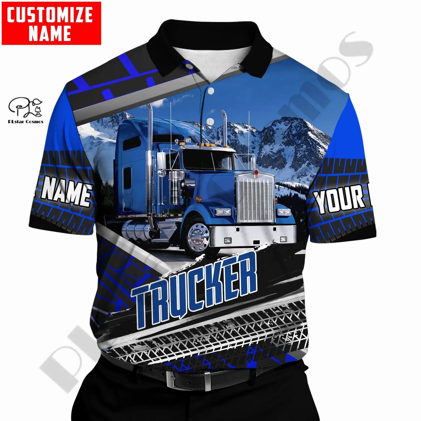 PLstarCosmos 3DPrint Truck Job Worker Polo Shirt Custom Name Team Funny Summer Harajuku Sleeveless Tees Fitness Unisex Style-1