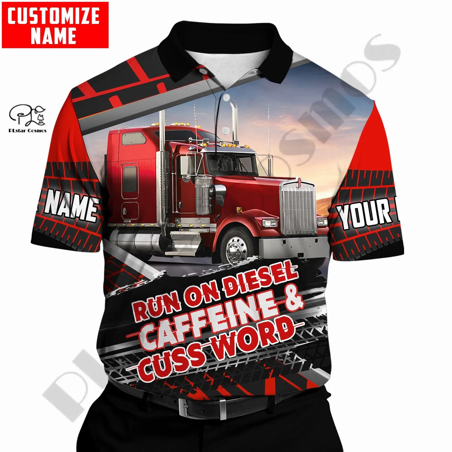 PLstarCosmos 3DPrint Truck Job Worker Polo Shirt Custom Name Team Funny Summer Harajuku Sleeveless Tees Fitness Unisex Style-1