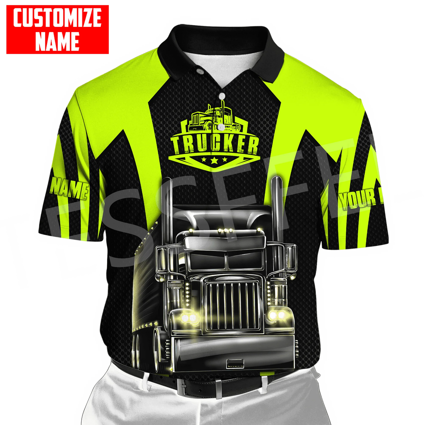 Custom Name Truck Operator Trucker Driver Worker 3DPrint Summer Tattoo Harajuku Polo Shirts Jersey Streetwear Short Sleeves AK3