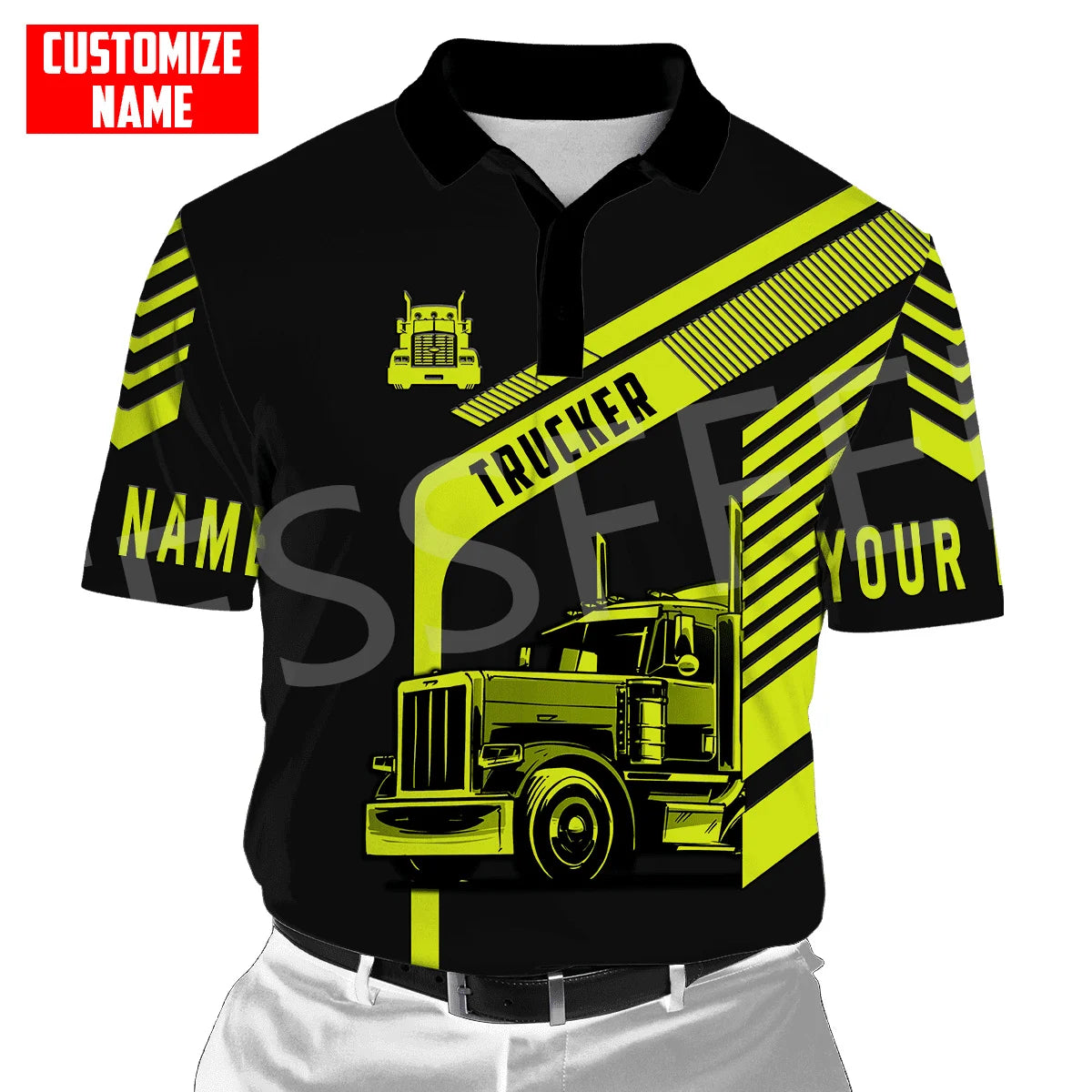 Custom Name Truck Operator Trucker Driver Worker 3DPrint Summer Tattoo Harajuku Polo Shirts Jersey Streetwear Short Sleeves AK3
