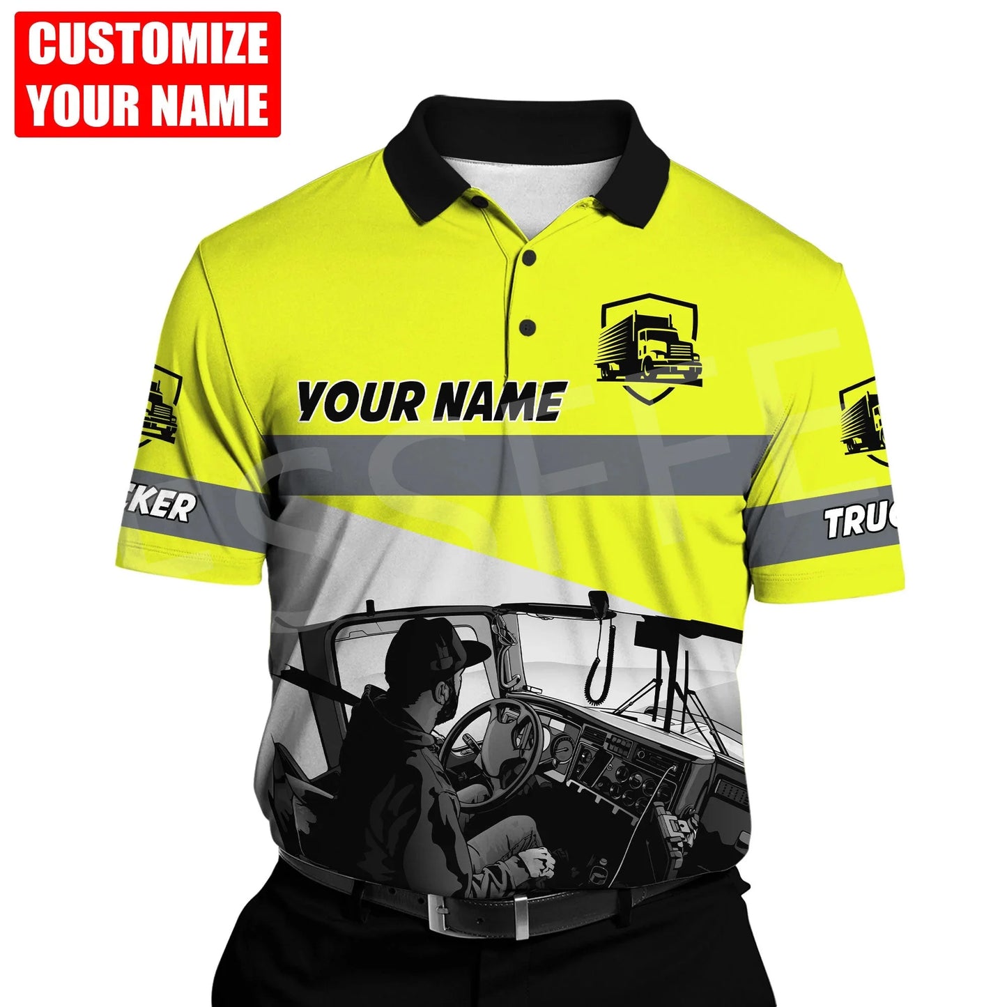 Custom Name Truck Operator Trucker Driver Worker 3DPrint Summer Tattoo Harajuku Polo Shirts Jersey Streetwear Short Sleeves AK3