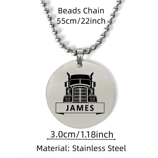 Vintage Customize Truck Pendant Necklaces for Men,Personalized Truker Charm Necklace,Father's Day Jewelry,Gifts for Dad Grandpa