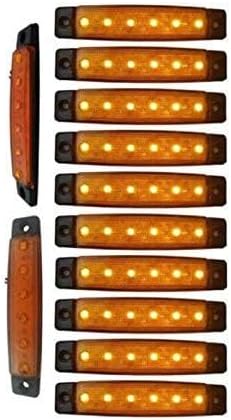 YUK 10 luces LED laterales de,6 luces LED para señalización de remolque, para camiones, luz de marcador, ámbar, luz de marcador lateral trasera, luces de señalización de cabina de camión, (amarillo)